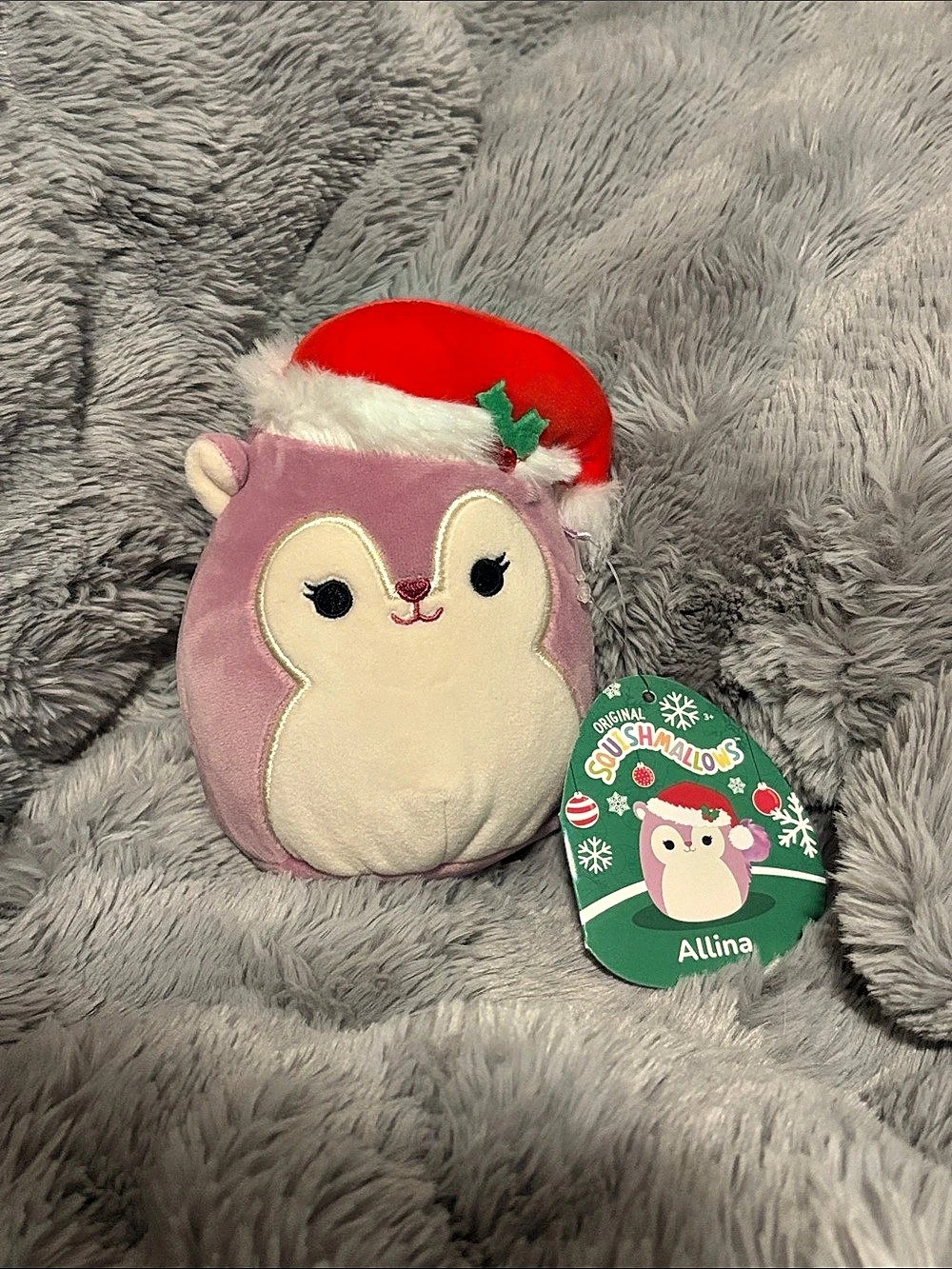 Squishmallows Allina the Squirrel with Santa Hat Holiday Plush